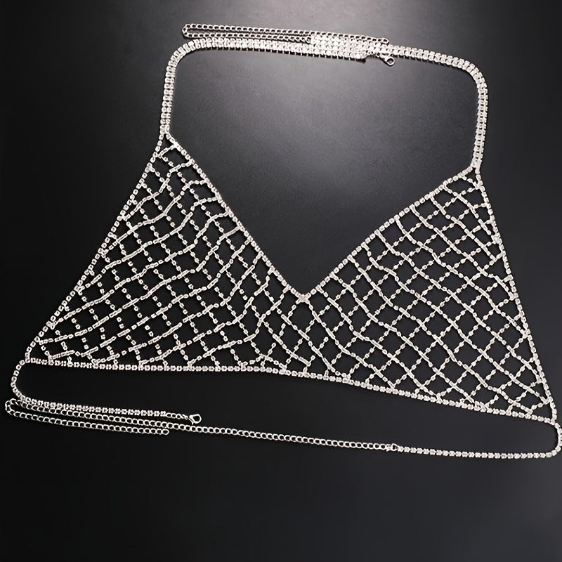Summer Beach Fashion Sexy Rhinestone Chest Chain Banquet Party Fun Bikini Jewelry Shining Bra Chain