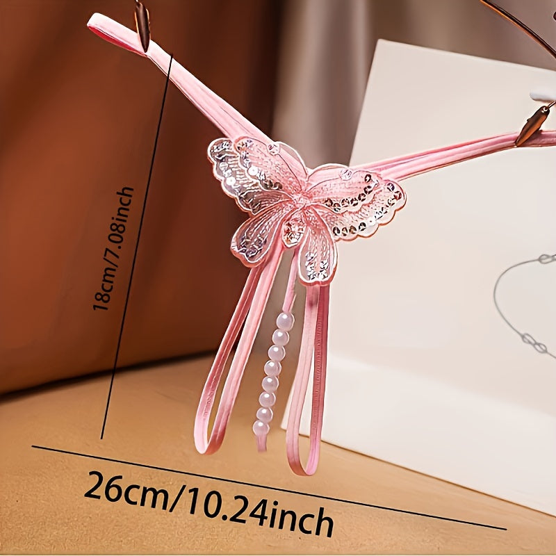 1pc Chic Womens Lingerie - Seductive G-string Thong with Butterfly Accent & Faux Pearl Detail - Crotchless, Comfortable, Perfect for Romantic Gifts