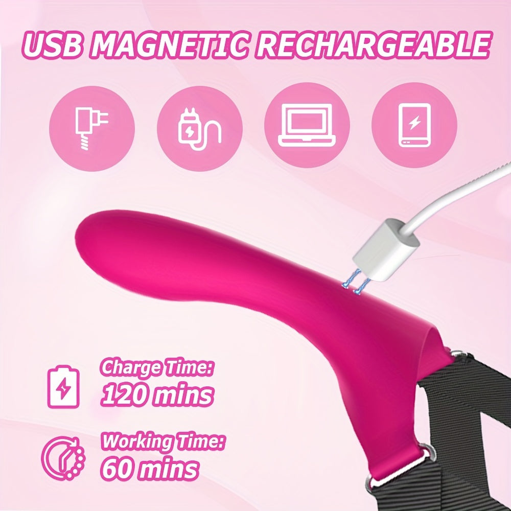 Rechargeable USB Powered Wearable Face Vibrator for Women, 10 Modes G-Spot Stimulation, Infrared Sensor Chin Harness Dildo with Lithium Battery for Couples