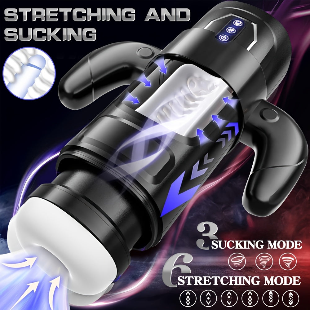 SOKOOT Electric Masturbator for Men - Silicone Vibration Masturbation Cup with 9 Vibrations, 6 Thrusting, 3 Sucking Modes, Heating, Auto Sucking, Detachable Handle, Penis Pump Pocket Girth Wrap, Intensifying Stamina Train