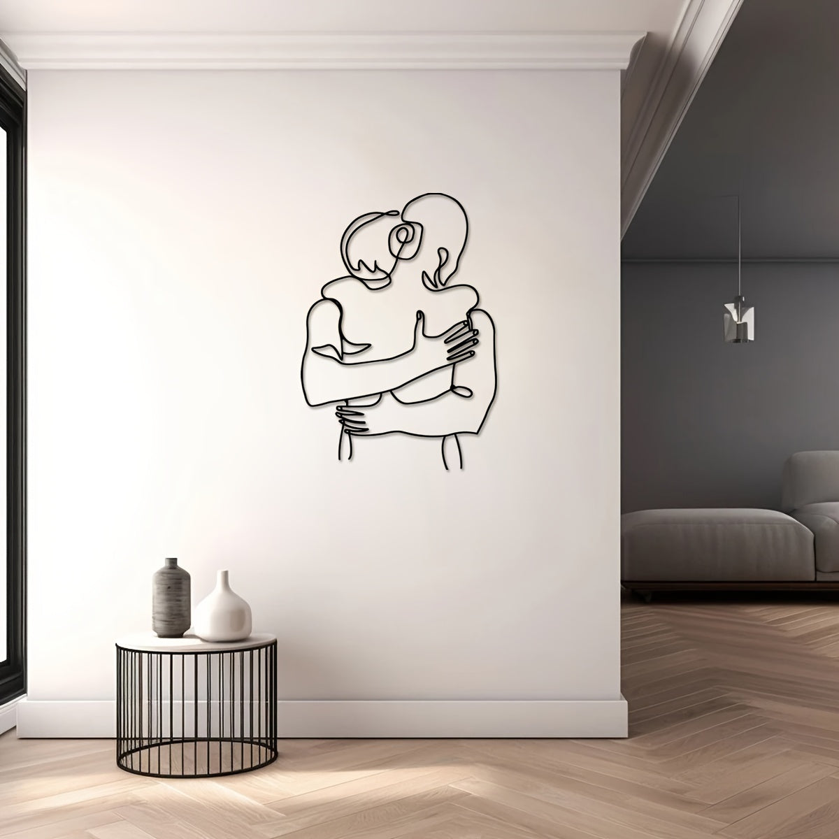 Romantic Hugging Couple Metal Wall Art, 27.94x39.88 cm - Minimalist Modern Home Decor, Perfect for Bedroom & Bathroom, Unique Housewarming or Christmas Gift