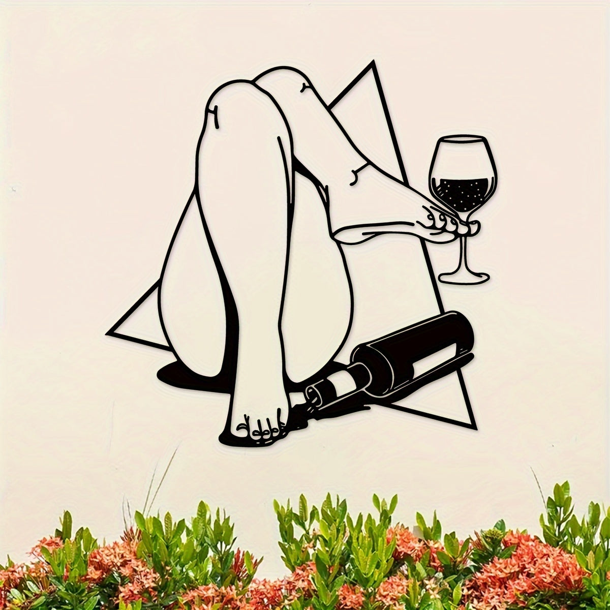 Cyberpunk Wine Drinker Metal Wall Art - Iron Home Bar Decor, No Power Needed, Featherless, Outdoor-Ready