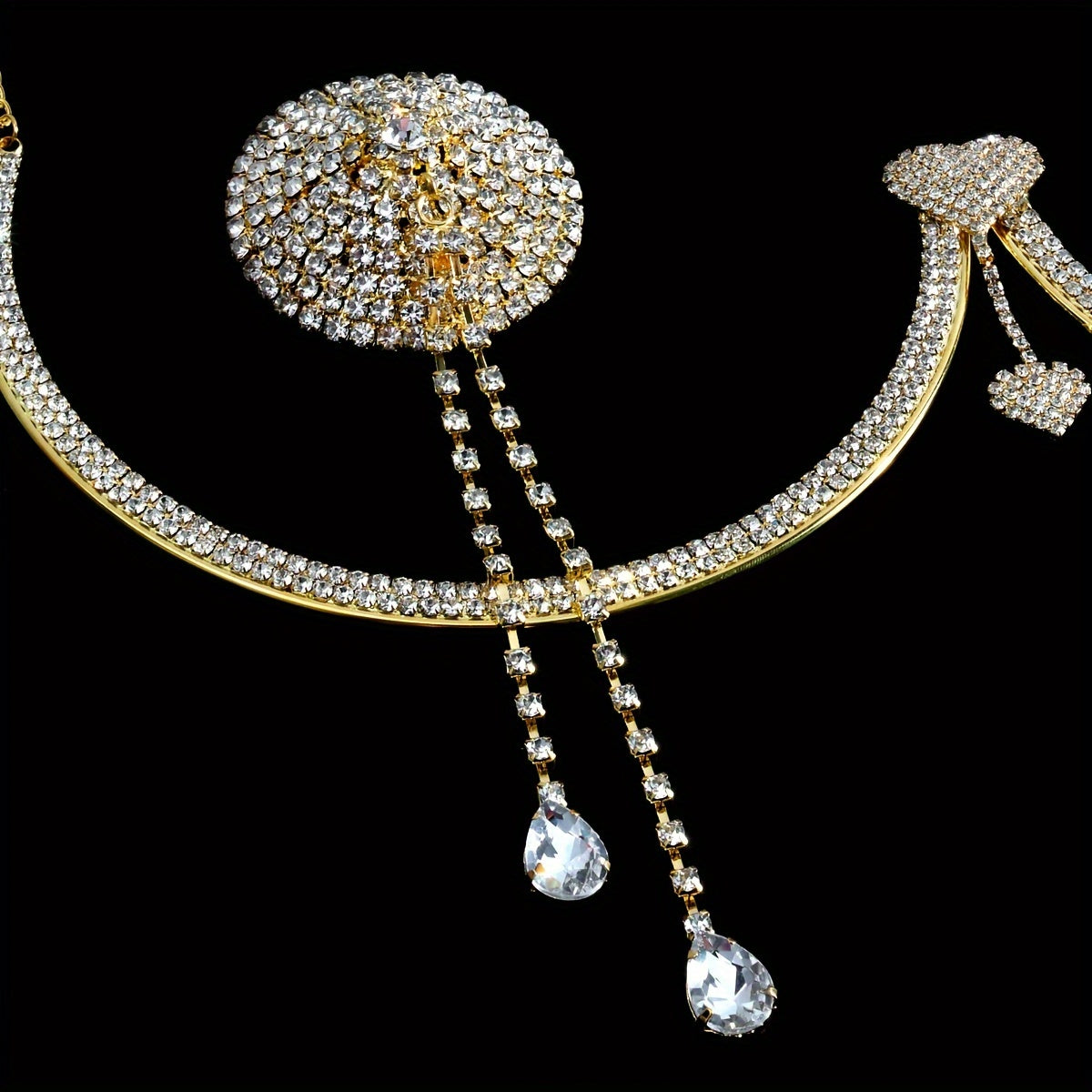Set Women'S Sexy Exaggerated Sparkling Rhinestone Bikini Thong Body Chain Ensemble, Silver Plated, All-Year Round, Party Style, Fashion Jewelry Accessories 4pcs