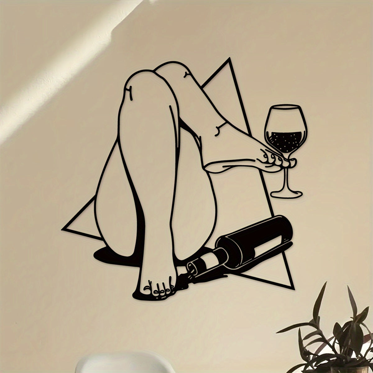 Cyberpunk Wine Drinker Metal Wall Art - Iron Home Bar Decor, No Power Needed, Featherless, Outdoor-Ready