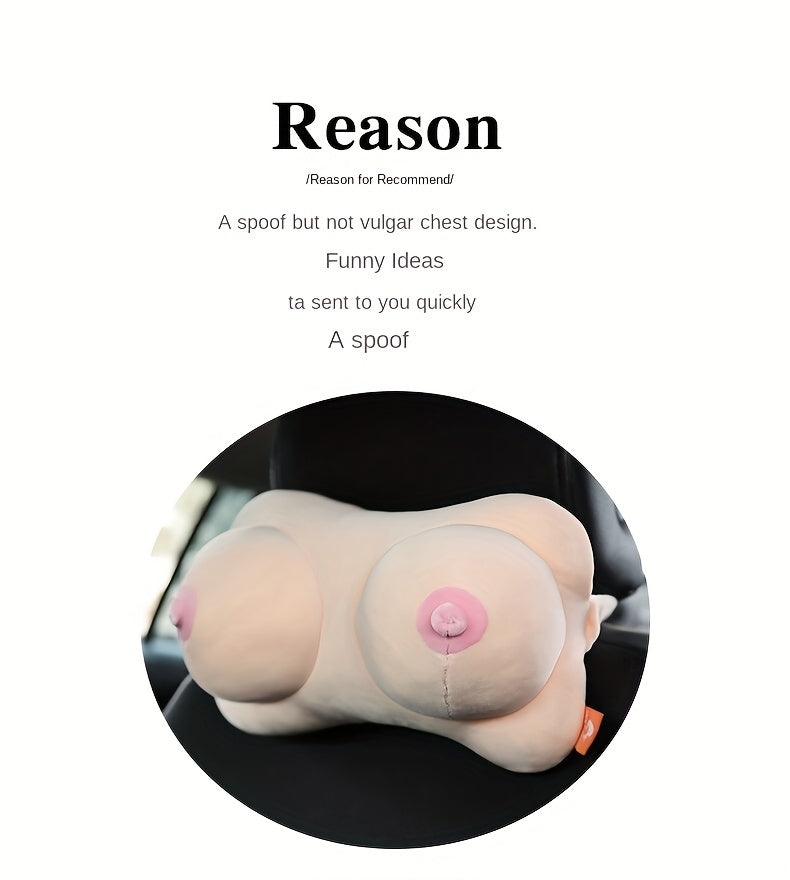 2PCS Adult Novelty Pillow Set - Fabric Polyester Breast-Shaped Car Headrests for Bachelor Party and Bar Mitzvah - No Feathers, Electricity-Free Novelty Accessories