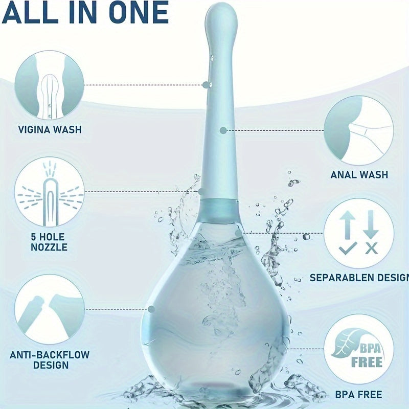 1pc Anal Vaginal Large Capacity Cleaner, Medical Silicone Ball Enema Cleaning Douche Body For Men And Women Adults Health Cleaner 5-Hole Medical Silicone Package Nozzle, Anti Back-Flow Douche Private Hygienic