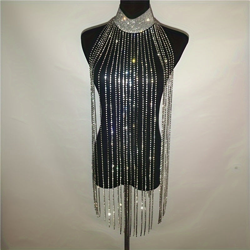 Glamorous Adjustable Rhinestone Body Chain - Eye-Catching Sparkle for Special Occasion 1pcs