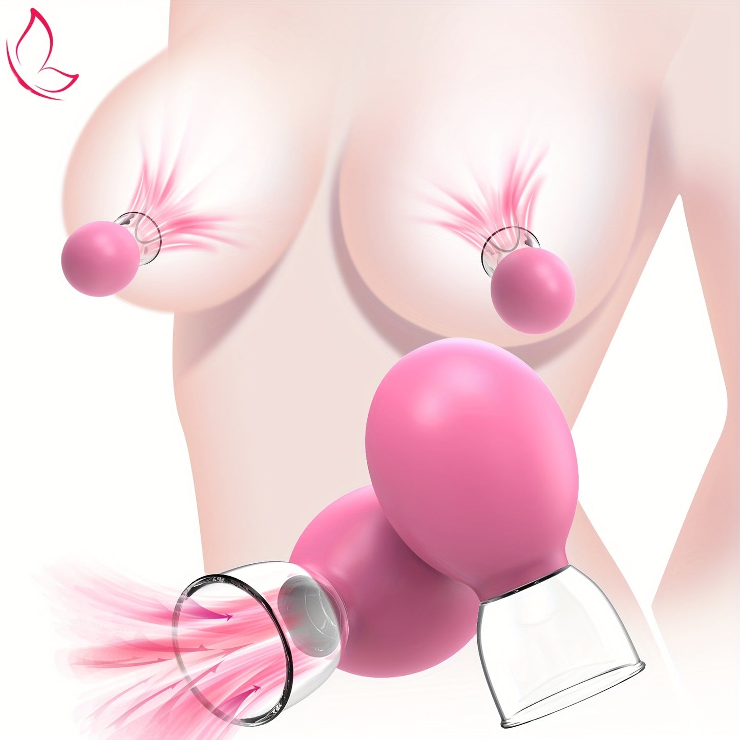 Pink Nipple Toy Female Sex Toy-BDSM Beginner Toy Nipple Sucker 2pcs Set, Mini Nipple Stimulation Female Adult Toy -Nipple Stimulation Toy-Couple toys Adult SM Sex toy