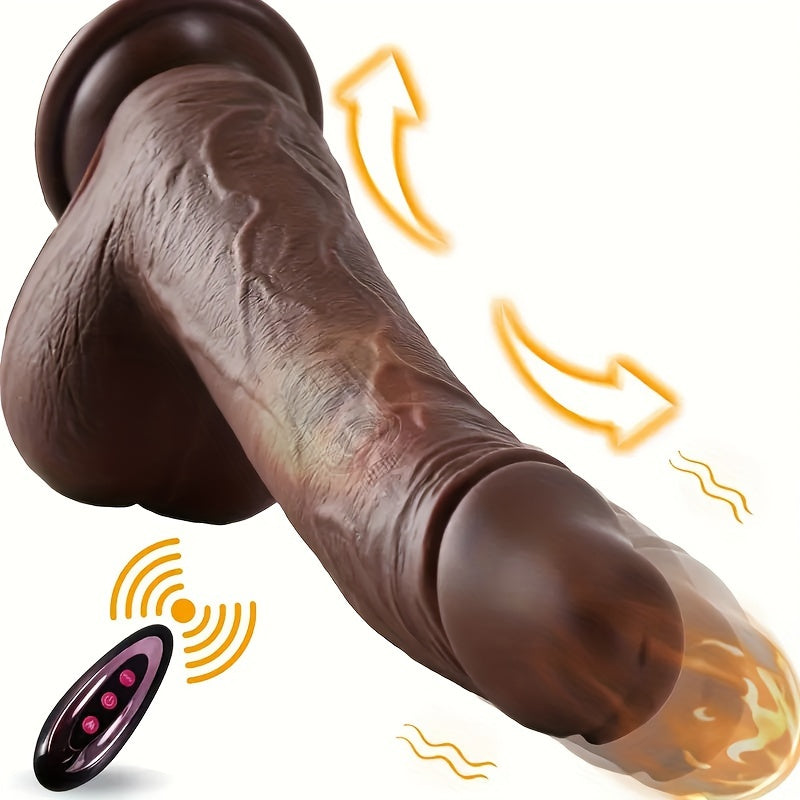 1pc 21.84cm Realistic Dildo Vibrator, Adult Sex Toy, Liquid Silicone,, Female Sexual Stimulator, G-spot Stimulation, Remote Control Strap, 10 Vibration And 10 Telescopic Modes, Strong Suction Cup, Suitable For Female Couples