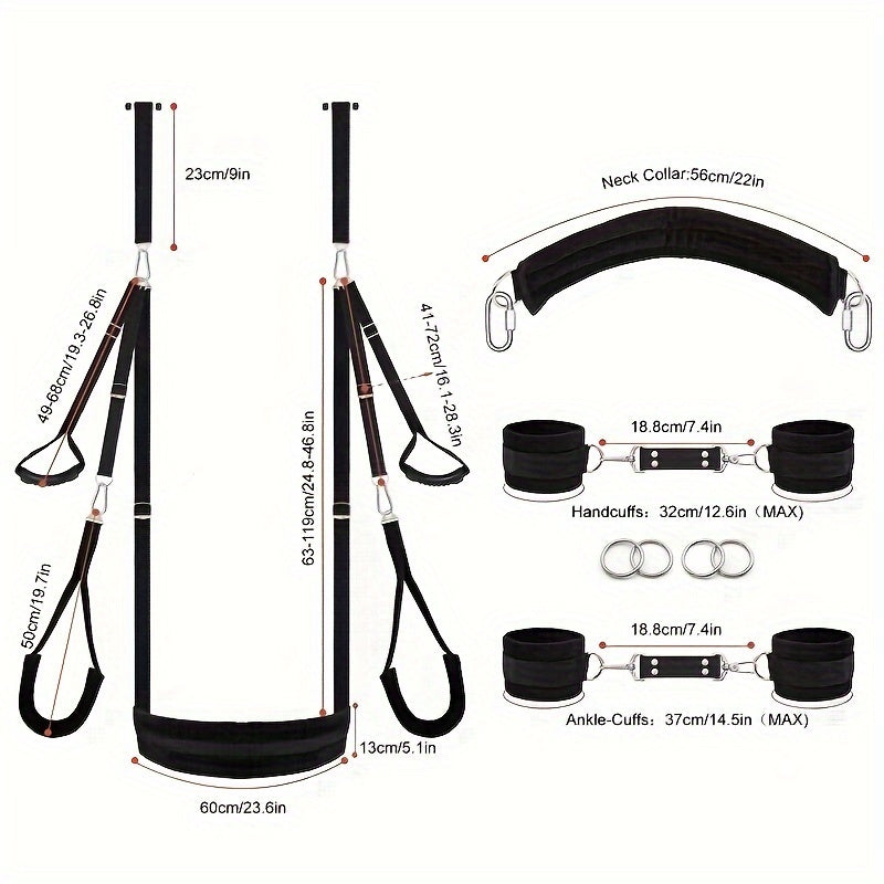 4pcs Set, 136.08KG, Adult BDSM Sex Swing Combination Restraint Harness, BDSM Boor Sex Furniture Love Swing Kit, Unlocking Air Suspension Multiple Poses Positions, Adjustable And Removable, For Couples Lovers At Home Sex Toys