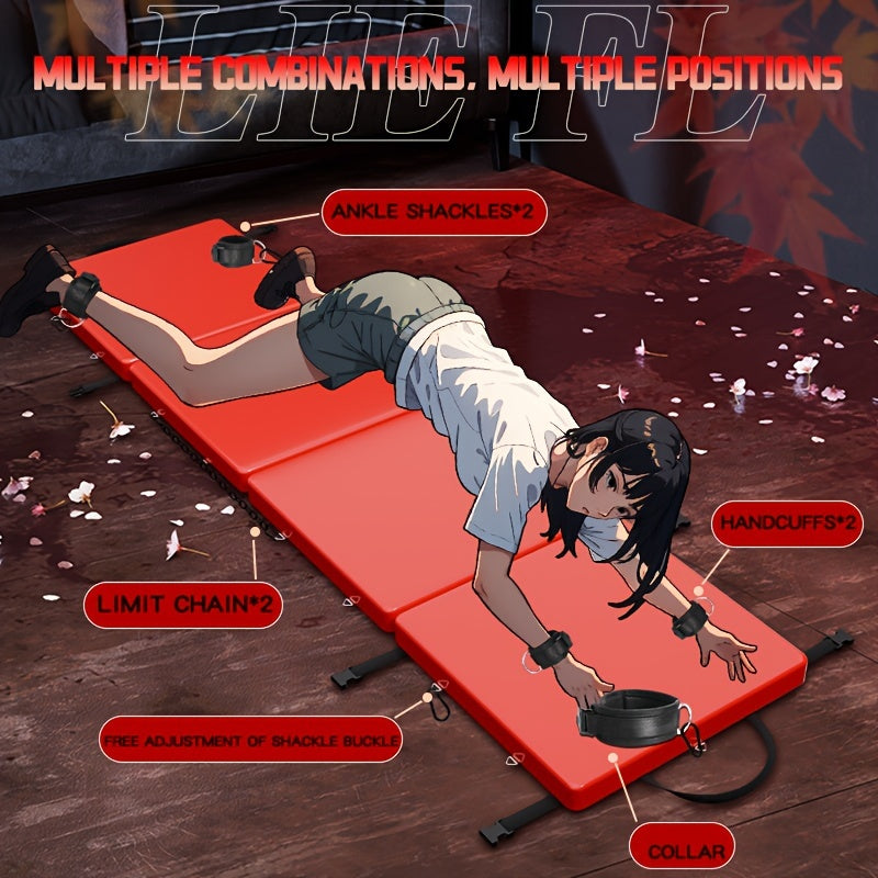 SM Folding Bed Black and Red Couple Bondage Props Portable Mat Sex Furniture