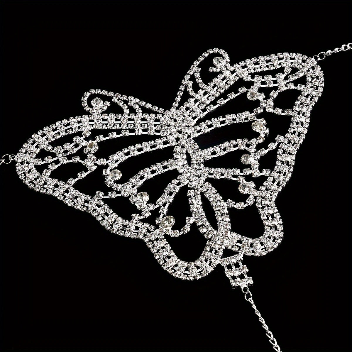 Set Women'S Sexy Exaggerated Sparkling Rhinestone Bikini Thong Body Chain Ensemble, Silver Plated, All-Year Round, Party Style, Fashion Jewelry Accessories 4pcs