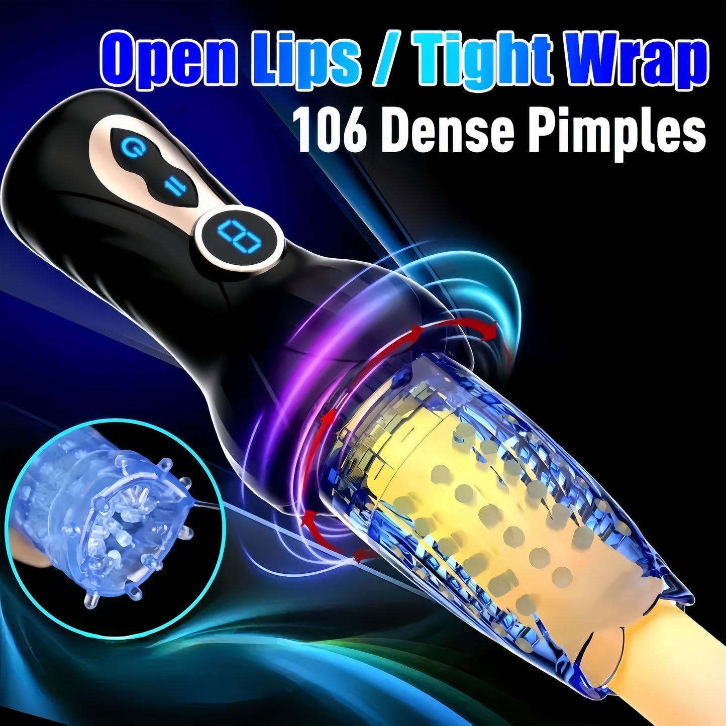 Automatic Male Masturbator - Adult Toy, 9 Thrusts & 9 Rotating Modes, LED Display Durable Silicone Cup for Stimulation, Transparent Design, with 650mAh Rechargeable Lithium Battery, Battery Po