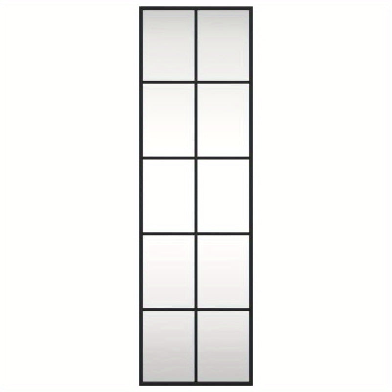 Elegant Black Rectangular Wall Mirror with Iron Frame, 30.48x99.06 cm - Modern Home Decor