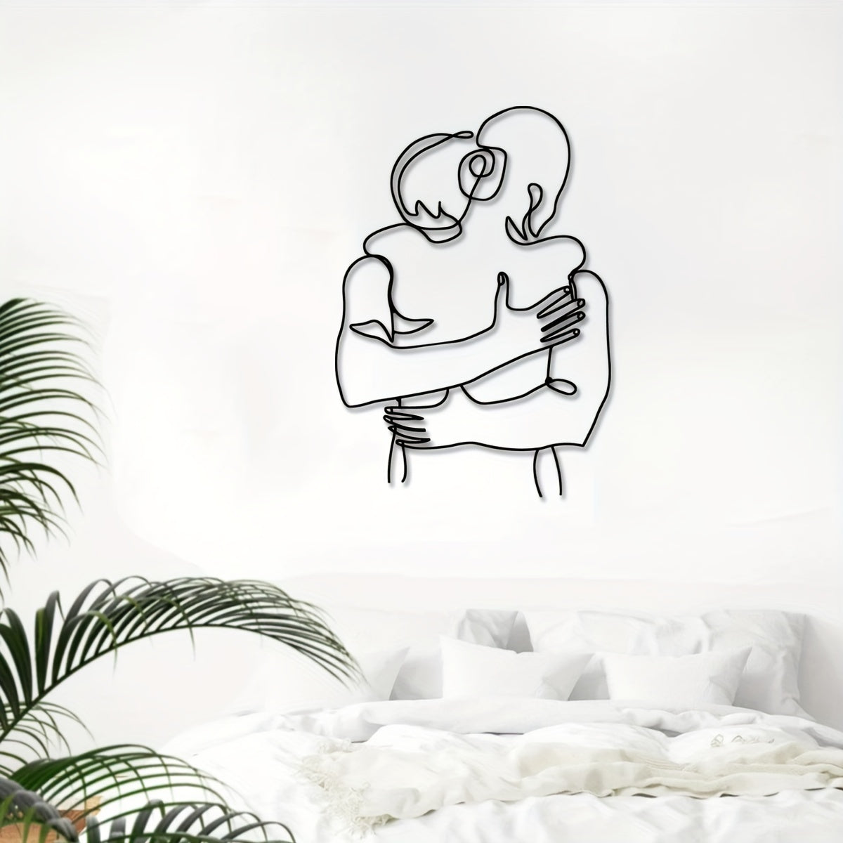 Romantic Hugging Couple Metal Wall Art, 27.94x39.88 cm - Minimalist Modern Home Decor, Perfect for Bedroom & Bathroom, Unique Housewarming or Christmas Gift