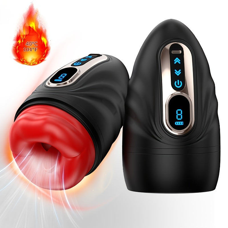 Male Sex Toys for Men Vibrator -Male Masturbator Penis Pump Trainer with 9 Frequency vibration & Smart heating mode, Mouth-Wrapped Penis Vibrator Adult Toys with Heating Rod, LCD, Pocket Pussy Stroker Adult Sex Toy & Games