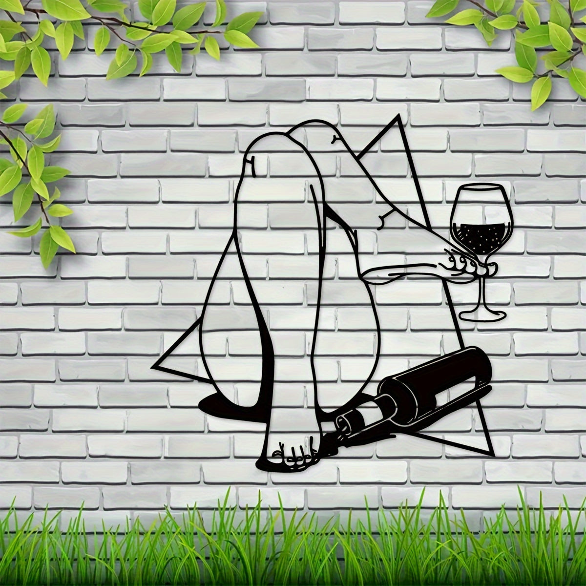 Cyberpunk Wine Drinker Metal Wall Art - Iron Home Bar Decor, No Power Needed, Featherless, Outdoor-Ready