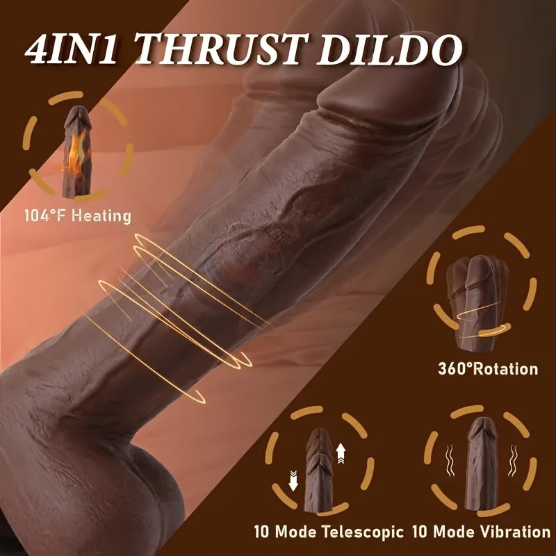 1pc 21.84cm Realistic Dildo Vibrator, Adult Sex Toy, Liquid Silicone,, Female Sexual Stimulator, G-spot Stimulation, Remote Control Strap, 10 Vibration And 10 Telescopic Modes, Strong Suction Cup, Suitable For Female Couples