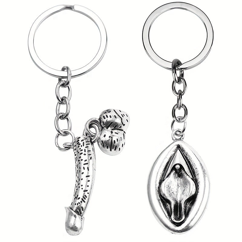1piece Male And Female Reproductive Organ Keychain, Dildo & Vagina Design Fetish Pleasure Enhancing Sexy Toys, Funny Couple Keychain Party Accessories
