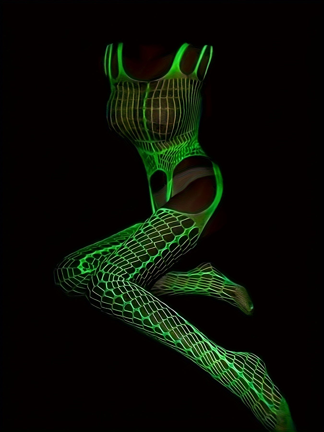 Hot Fishnet Luminous Bodystocking, Hollow Out Bodystocking, Women's Sexy Lingerie & Underwear