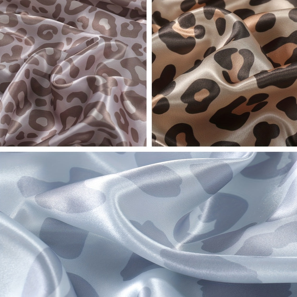 Luxurious Leopard Print Satin Sheet Set - Soft, Breathable, and Hypoallergenic for Comfortable Sleeping in Home, Dorm, and Guest Room - Includes 1 Mat and 2 Pillowcases, Easy Care and Machine Washable (Core Not Included)3pcs