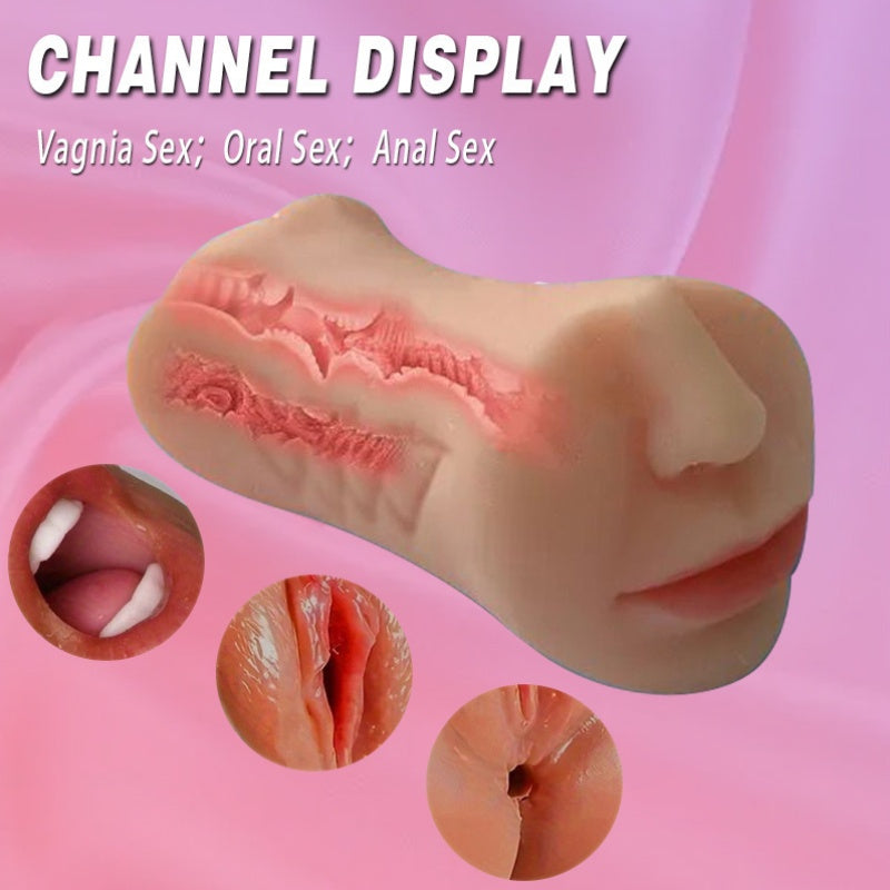 1pc Realistic 3-in-1 Silicone 3D Male Masturbator, Vagina, Oral & Anal Adult Sex Toy, Soft Textured Handheld Physical Doll for Men, No Battery Needed