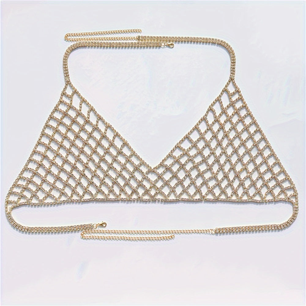 Summer Beach Fashion Sexy Rhinestone Chest Chain Banquet Party Fun Bikini Jewelry Shining Bra Chain