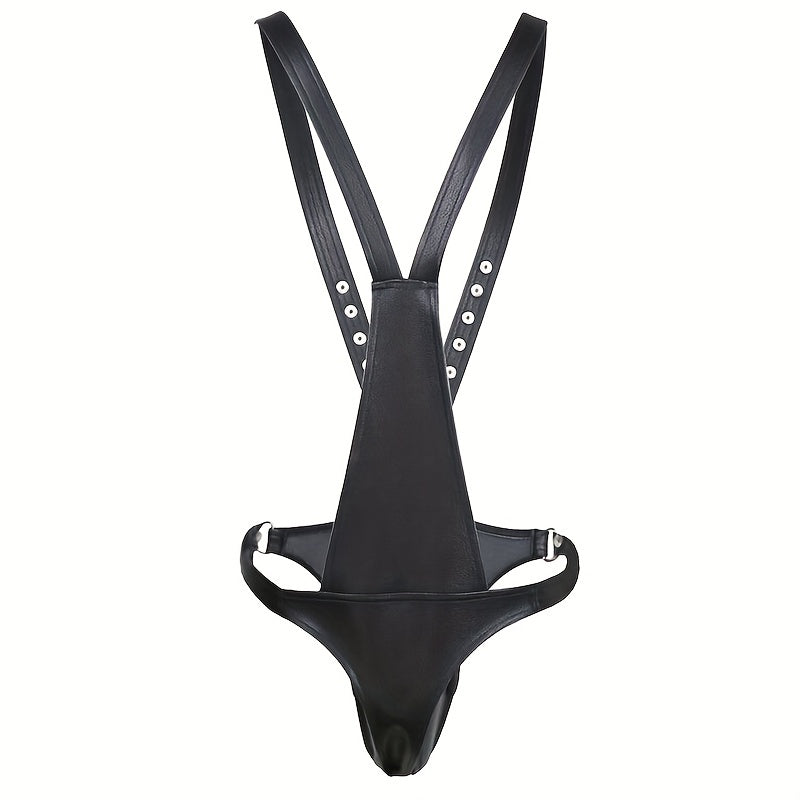 BDSM Men's Erotic Adult Tight Leather Chest Strap Men's Clothing Tight Package Bondage Clothes Penis Chastity Pants Leather Suspenders Pants