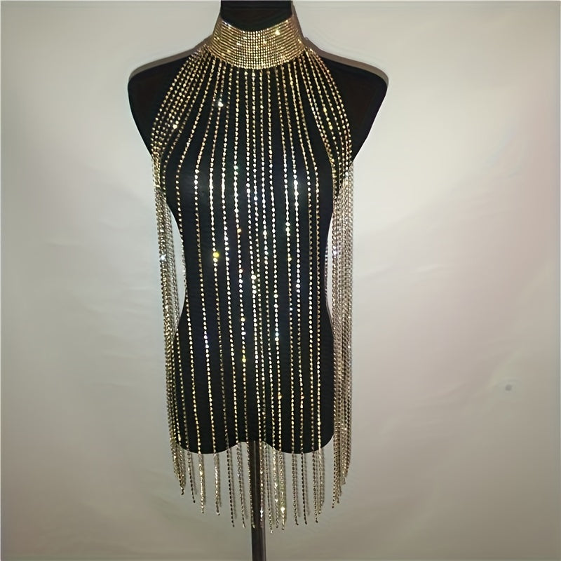 Glamorous Adjustable Rhinestone Body Chain - Eye-Catching Sparkle for Special Occasion 1pcs