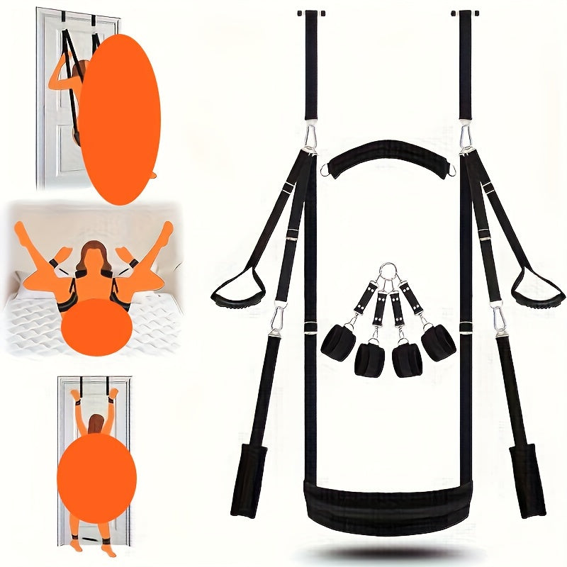 4pcs Set, 136.08KG, Adult BDSM Sex Swing Combination Restraint Harness, BDSM Boor Sex Furniture Love Swing Kit, Unlocking Air Suspension Multiple Poses Positions, Adjustable And Removable, For Couples Lovers At Home Sex Toys