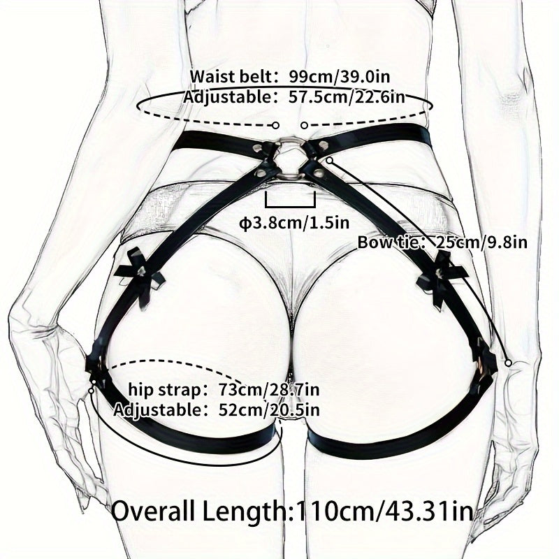 1pc BDSM Leather Bondage, Hip Binding Belt Leg Loops, Bow Decoration Couple Sex Supplies Sexy Hip Belt
