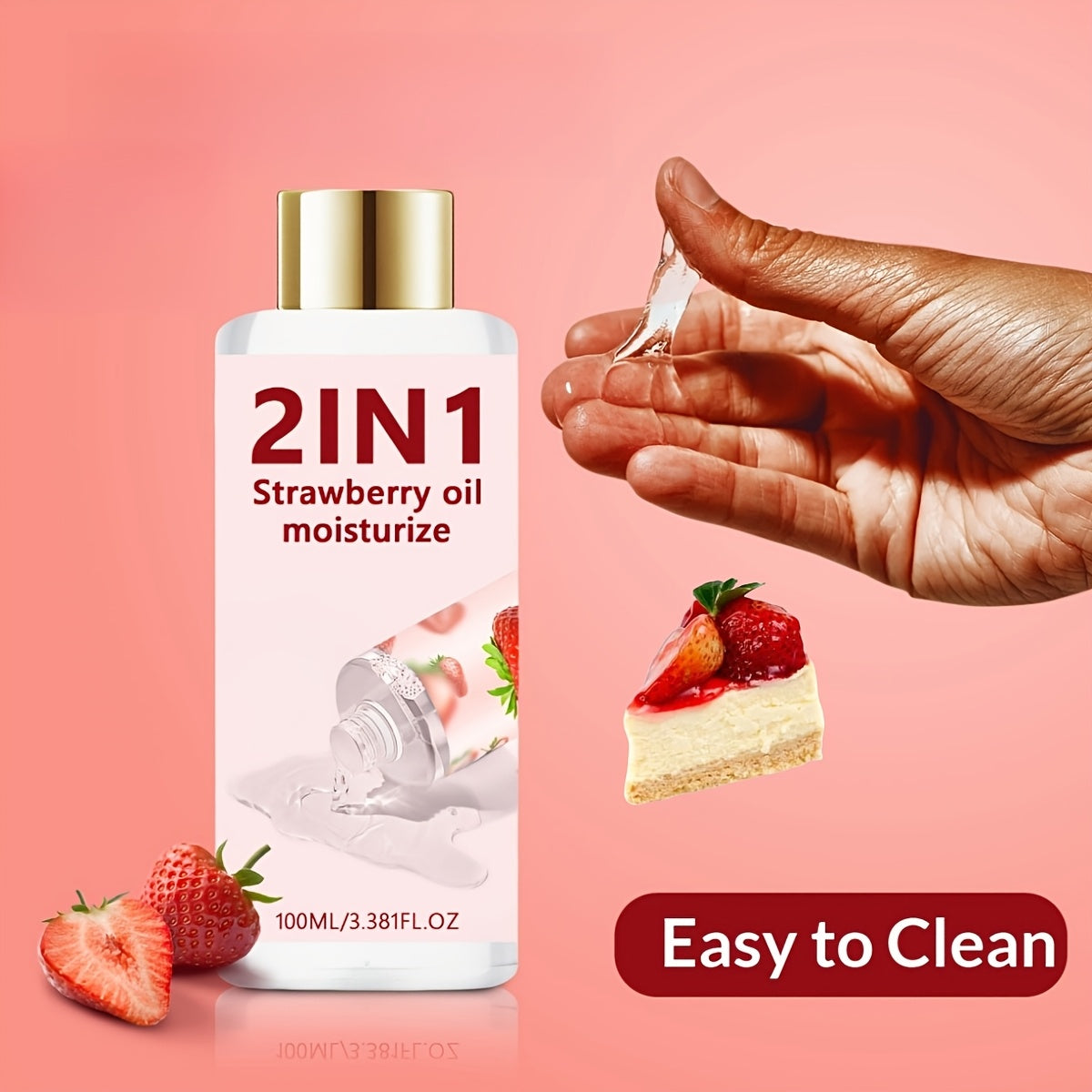 Strawberry Cake Flavor Couple Moisturizing Oil 100ml - Water Based Formula - Long-lasting Moisturizing - Suitable for Adult Entertainment - Easy to Clean, Strawberry Cake Flavor, Moisturizing Oil