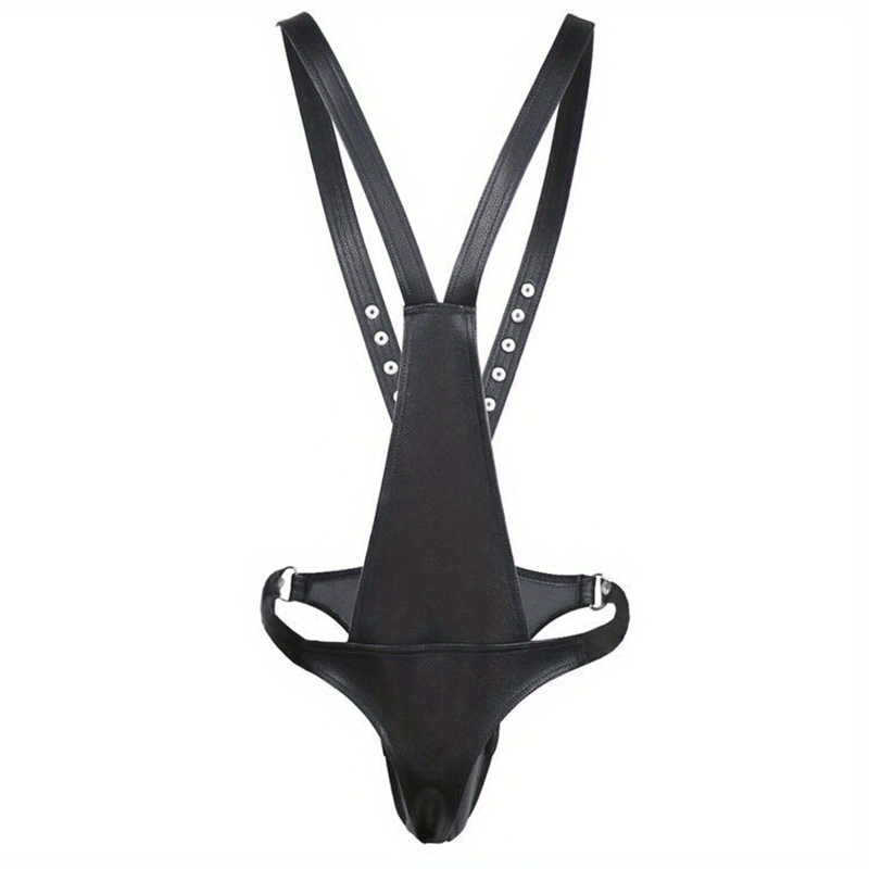 BDSM Men's Erotic Adult Tight Leather Chest Strap Men's Clothing Tight Package Bondage Clothes Penis Chastity Pants Leather Suspenders Pants