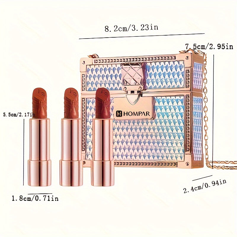 Velvet Matte Lipstick Set, 3pcs Red Shades, Soft Texture for All Skin Types