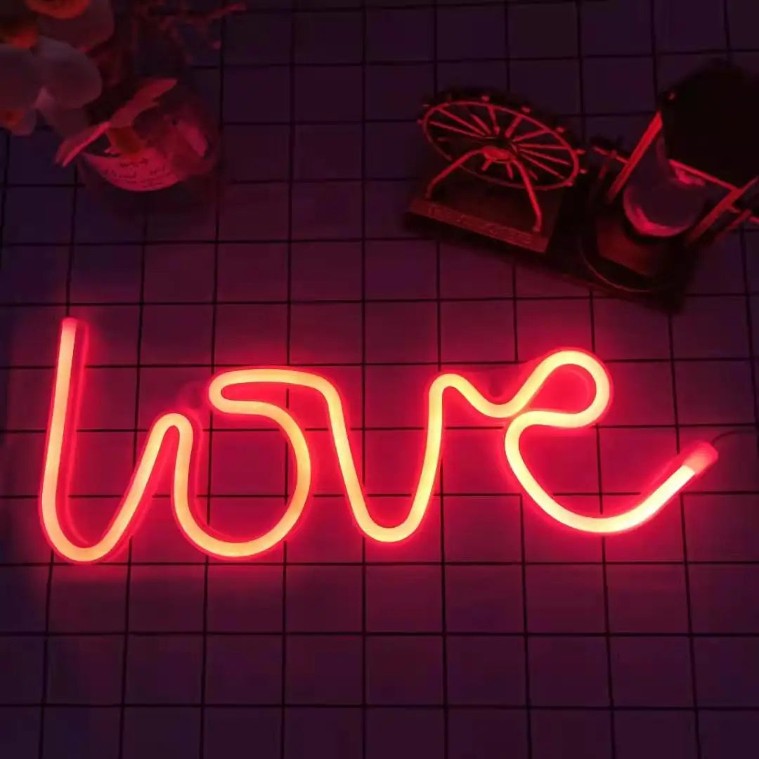 Love Neon Light Sign LED Letter Night Lamp Battery USB Powered Nightlight for Christmas Valentine's Proposal Wedding Decor