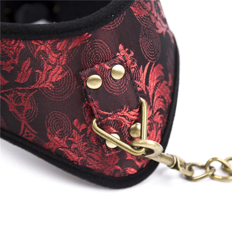 Tails Whip Adjust Classical Chinoiserie Embroidery Collar Elegant Ribbon BDSM Bondage HandCuffs Foot Cuff Erotic Toys For Women
