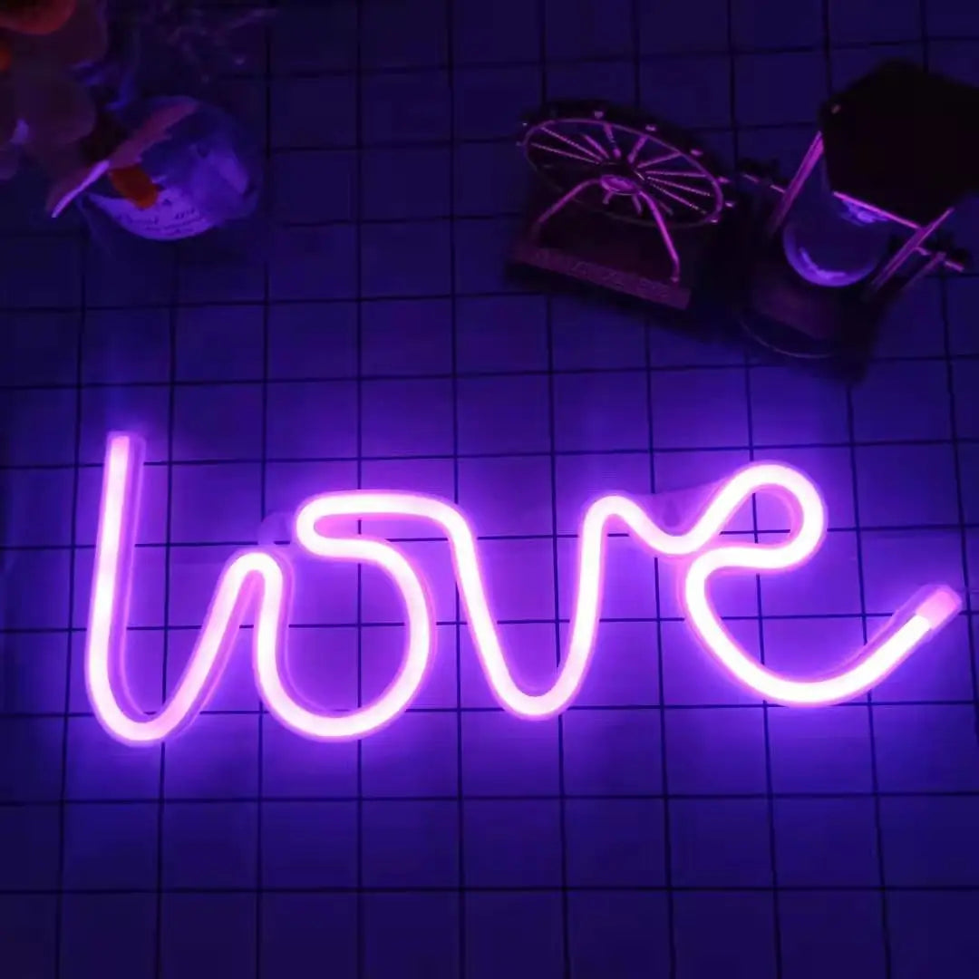 Love Neon Light Sign LED Letter Night Lamp Battery USB Powered Nightlight for Christmas Valentine's Proposal Wedding Decor