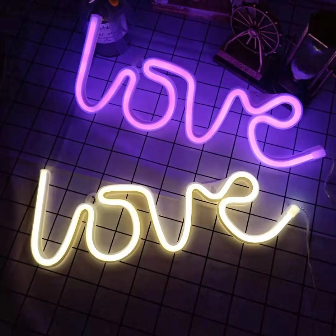 Love Neon Light Sign LED Letter Night Lamp Battery USB Powered Nightlight for Christmas Valentine's Proposal Wedding Decor