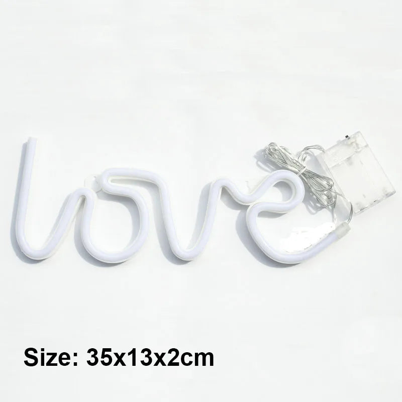 Love Neon Light Sign LED Letter Night Lamp Battery USB Powered Nightlight for Christmas Valentine's Proposal Wedding Decor
