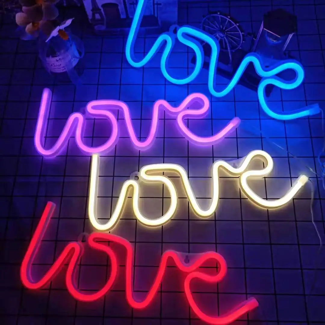 Love Neon Light Sign LED Letter Night Lamp Battery USB Powered Nightlight for Christmas Valentine's Proposal Wedding Decor