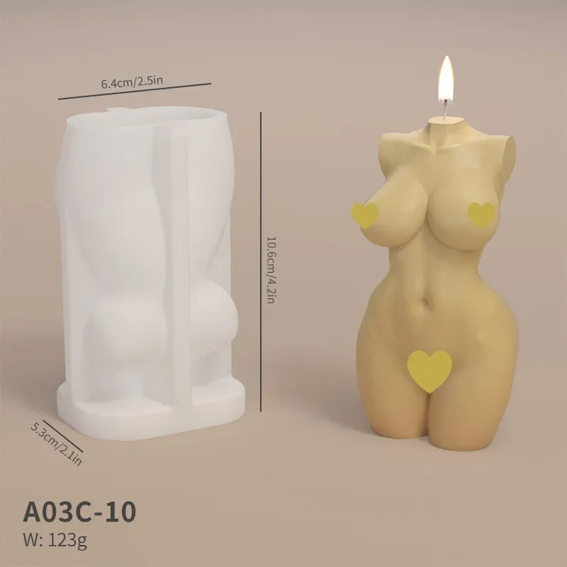 Human Body Shaped (Female or Male) Silicone Aroma Candle Moulds