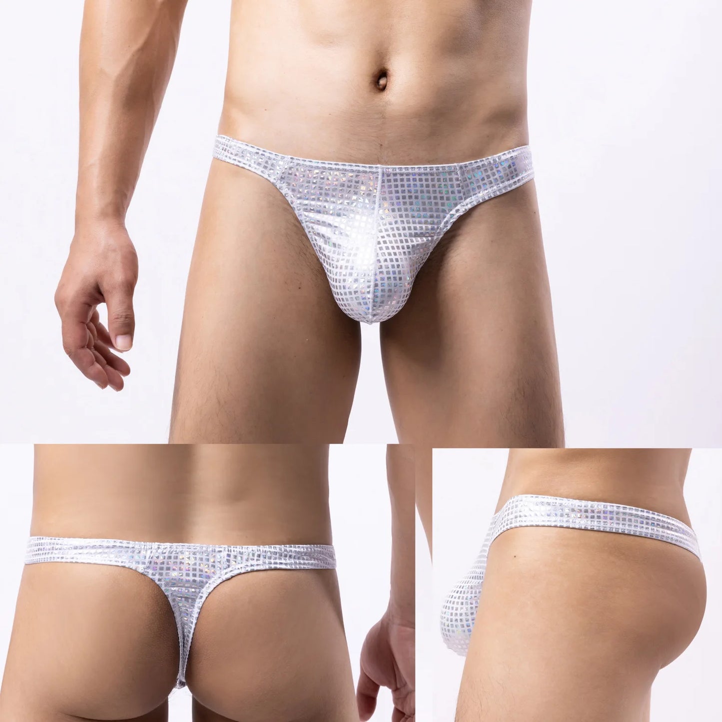 0030 Men Erotic T Back Thong Youth Fashionable Shiny Gold Finish G-string Gay Sexy Bulge Pouch String Bikini Homme Comfortable Pantie