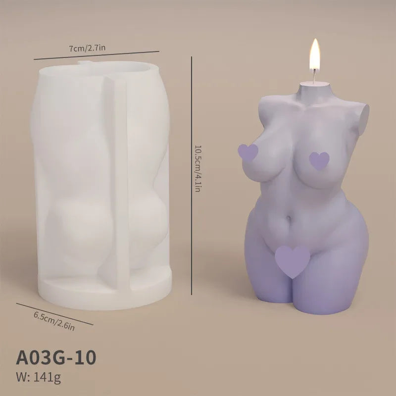 Human Body Shaped (Female or Male) Silicone Aroma Candle Moulds