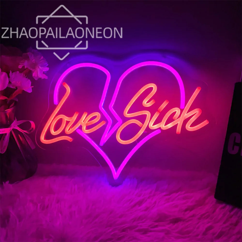 Love Sick Neon Led Sign Neon Wall Bedroom Decoration Neon Light Room LED Lamps for Room Decor Neon Night Lights Party Bar Club