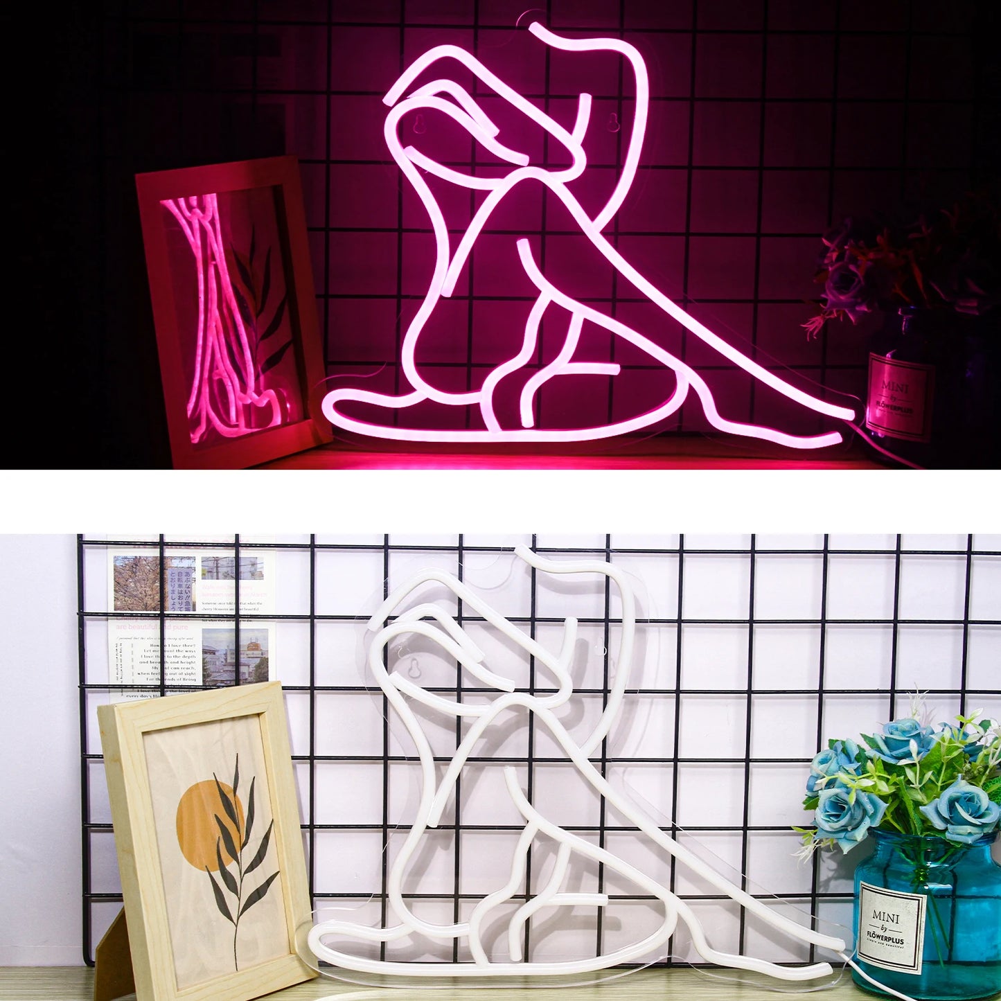 Yoga Lady Sexy Woman Body Neon Signs Pink LED Light Home Boy Girl Bedroom Party Bar Night Club Room Neon Sign Bed Wall Decor