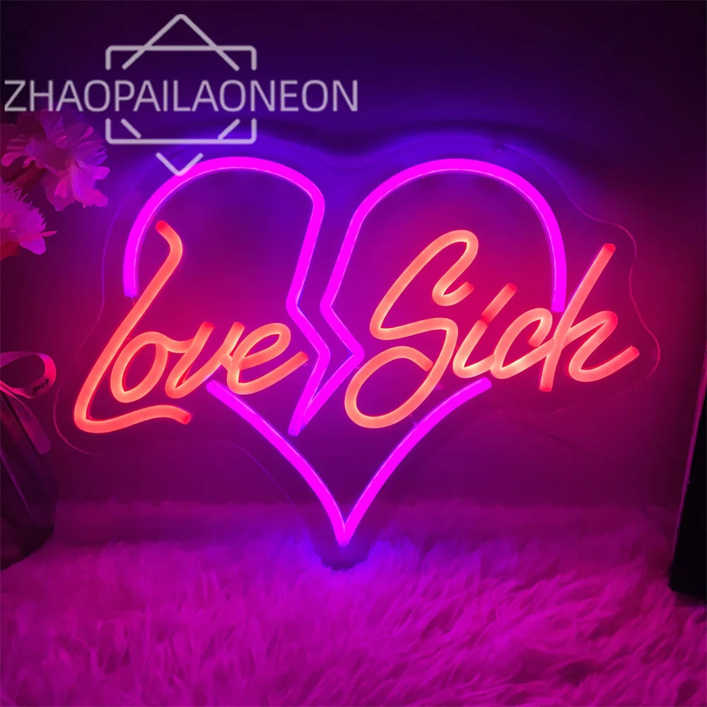 Love Sick Neon Led Sign Neon Wall Bedroom Decoration Neon Light Room LED Lamps for Room Decor Neon Night Lights Party Bar Club