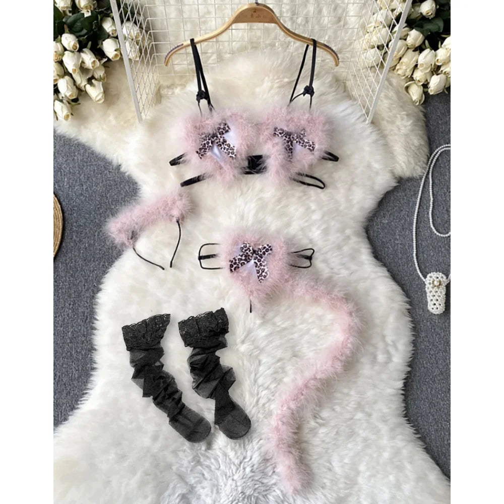 Sexy Lingerie Cosplay Rabbit girl Jumpsuit Belt Women New In Clothies Backless Hollow Out Lace-up Bodysuit Sweet