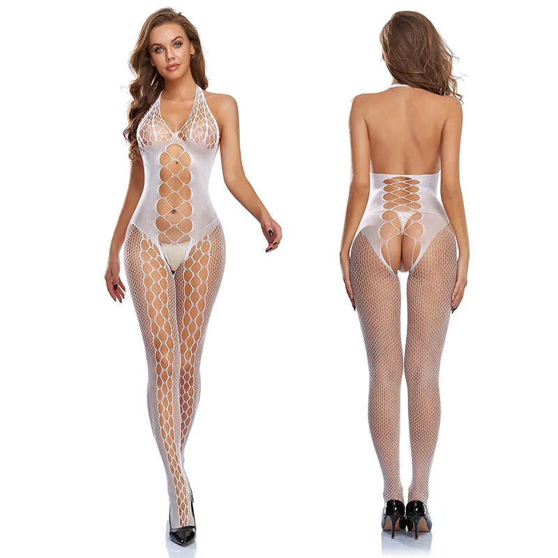 0024 Porn Sexy Fishnet Bodystockings Woman Lingerie Sexy Stripe Costume Exotic Jumpsuit Erotic Clothes Hot Sex Set Gift For Couple