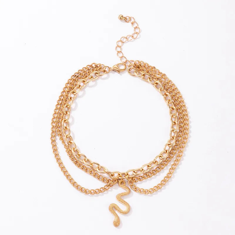 Gold Silver Color Tassel Chain Bracelet Anklet