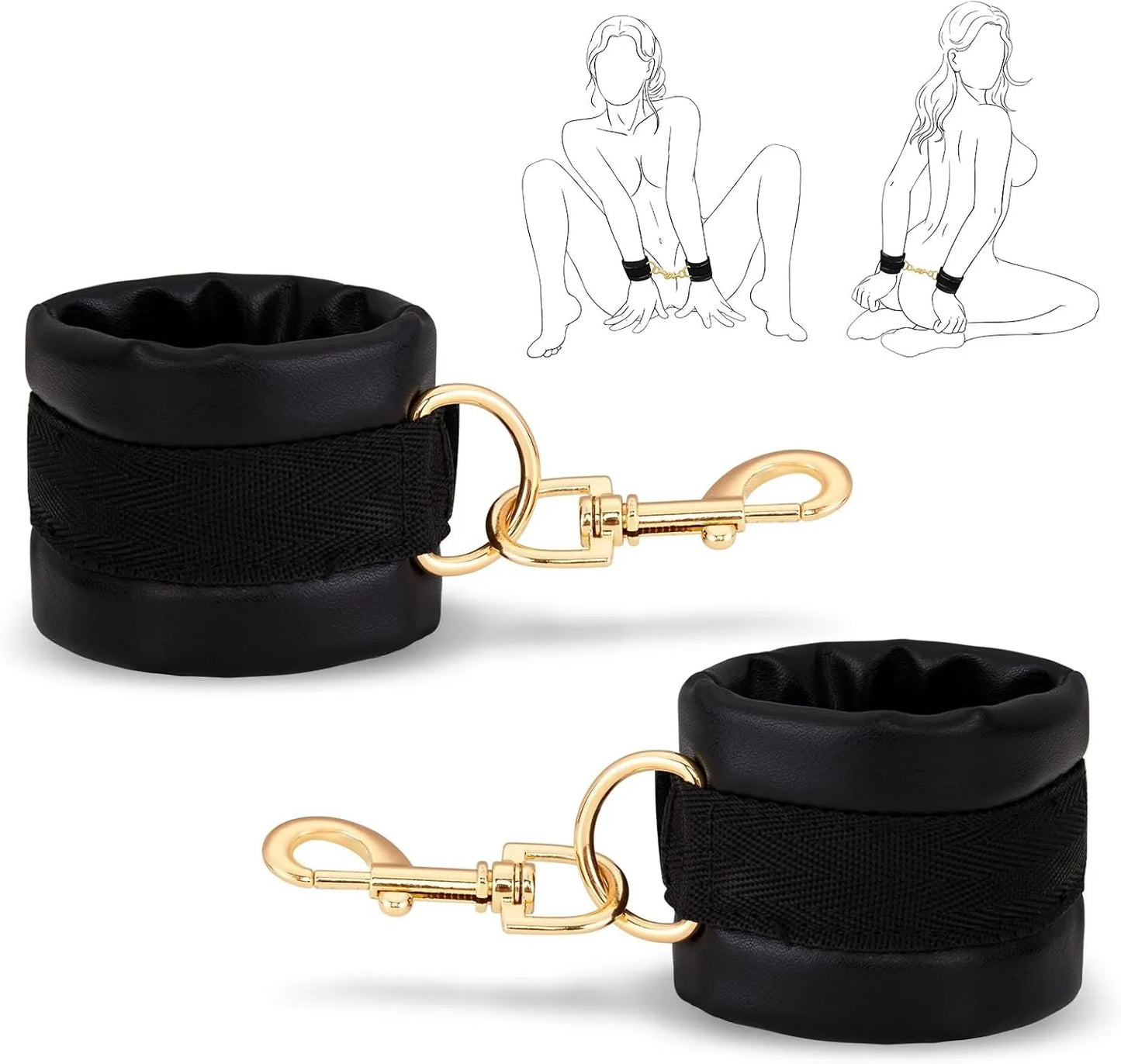 BDSM Bondage Restraints (Soft Leather Handcuffs)